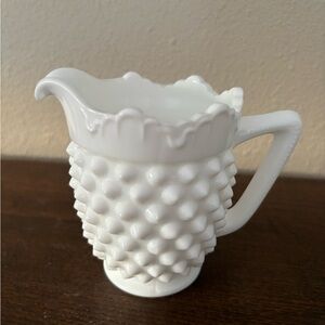 vintage Fenton Hobnail milk glass creamer,